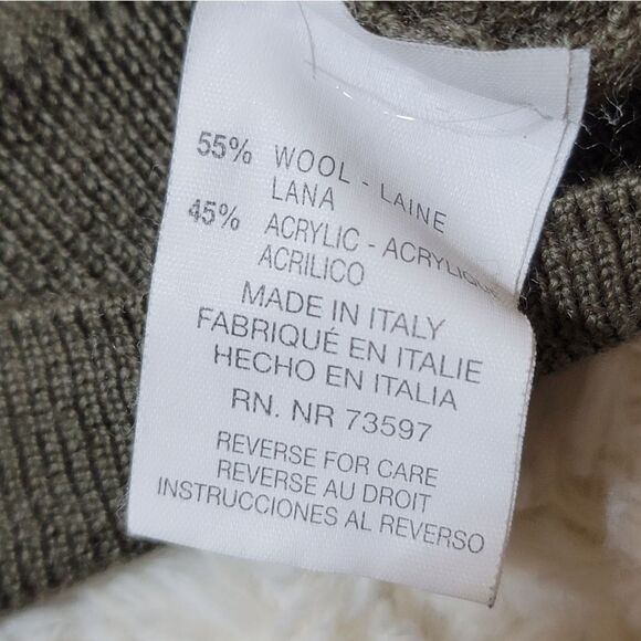 Fiji Italy Green Crew Neck Wool Blend Lightweight Ribbed Men's Sweater - Picture 7 of 7